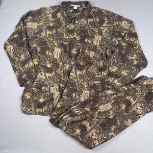 VTG Bushlan‎ Mosquito Net Shirt & Pants Mens L Full Zip Camo Hunting South Texas